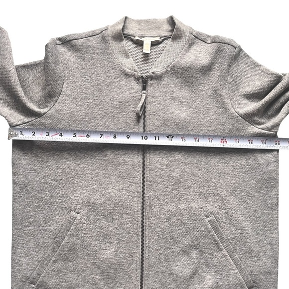 EILEEN FISHER Organic Cotton Knit 2 Way Zip Bomber Jacket Sweatshirt Gray XS - Picture 7 of 8